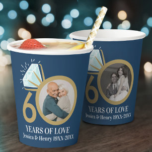 60th diamond wedding anniversary now then photos paper cups