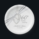 60th Diamond Wedding Anniversary on White Paper Plates<br><div class="desc">60th 0r 75th Diamond Wedding Anniversary paper platesready for you to personalize. This design works well for other occasions such as a birthday, retirement, special event, etc... . by simply changing the text. ✔NOTE: ONLY CHANGE THE TEMPLATE AREAS NEEDED! 😀 If needed, you can remove the text and start fresh...</div>