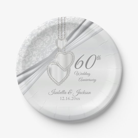 60th Diamond Wedding Anniversary Paper Plate