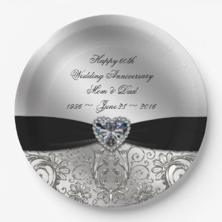 60th Diamond Wedding Anniversary Paper Plate