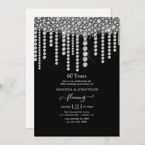60th Diamond Wedding Anniversary Party Invitation