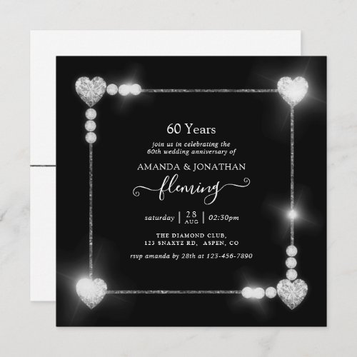 60th Diamond Wedding Anniversary Party Invitation