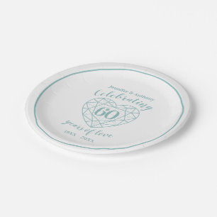60th diamond wedding anniversary party plates