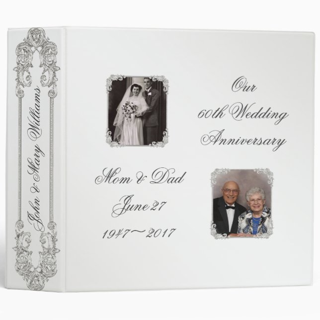 60th Diamond Wedding Anniversary Photo 2" Binder (Front/Spine)