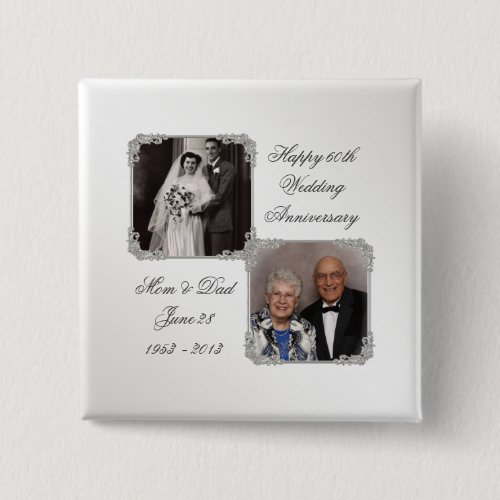 60th Diamond Wedding Anniversary Photo Button