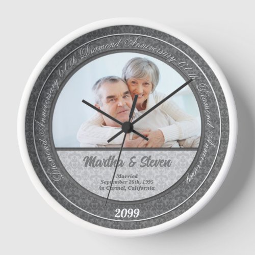 60th Diamond Wedding Anniversary Photo Clock