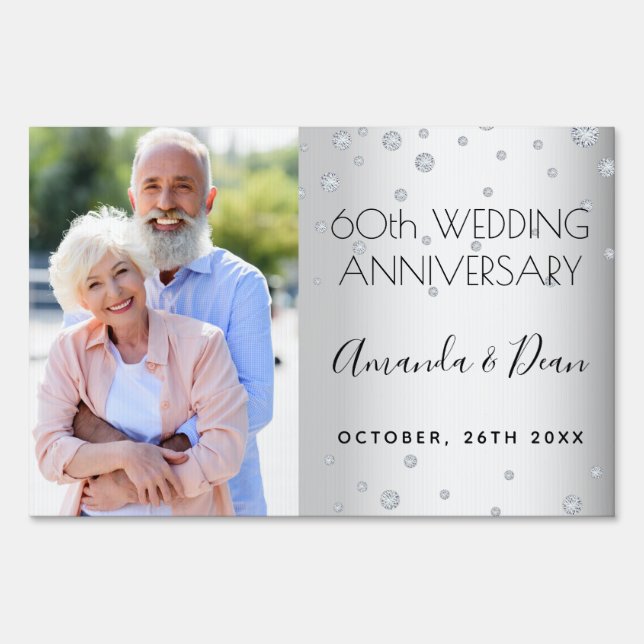 60th diamond wedding anniversary photo drive-by sign (Front)