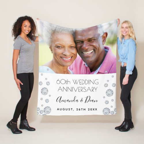 60th diamond wedding anniversary photo fleece blanket