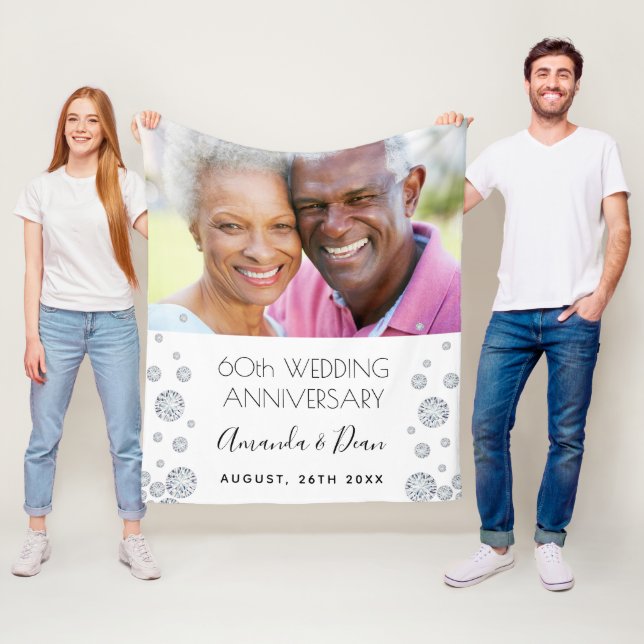 60th diamond wedding anniversary photo fleece blanket (In Situ)