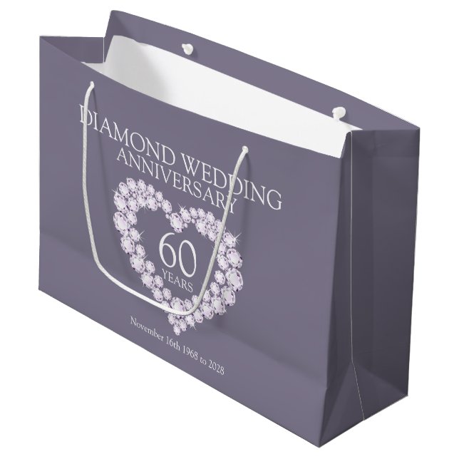 60th diamond wedding anniversary photo gift bag (Front Angled)