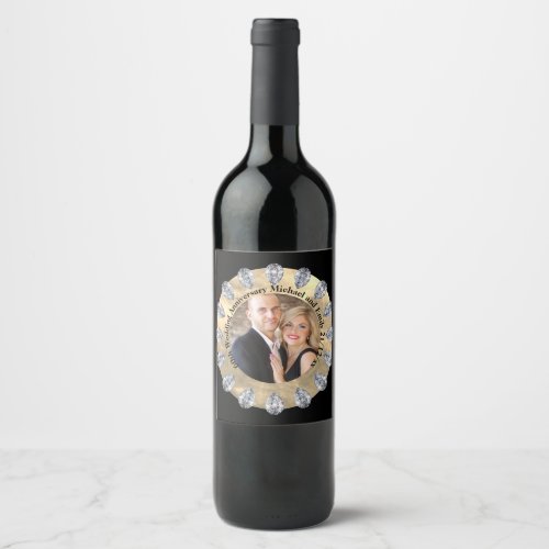 60th Diamond Wedding Anniversary PHOTO Personalize Wine Label
