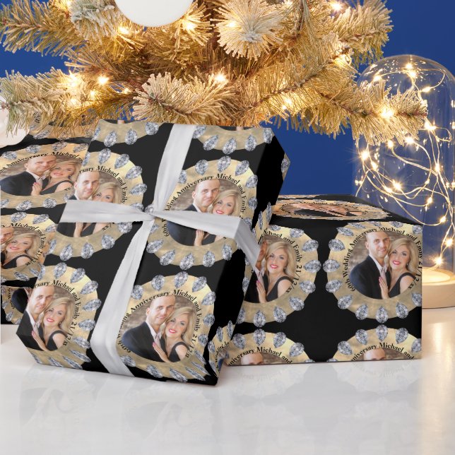60th Diamond Wedding Anniversary PHOTO Personalize Wrapping Paper (Holidays)