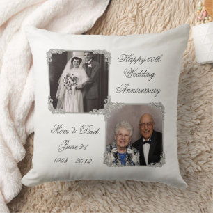 60th Diamond Wedding Anniversary Photo Pillow