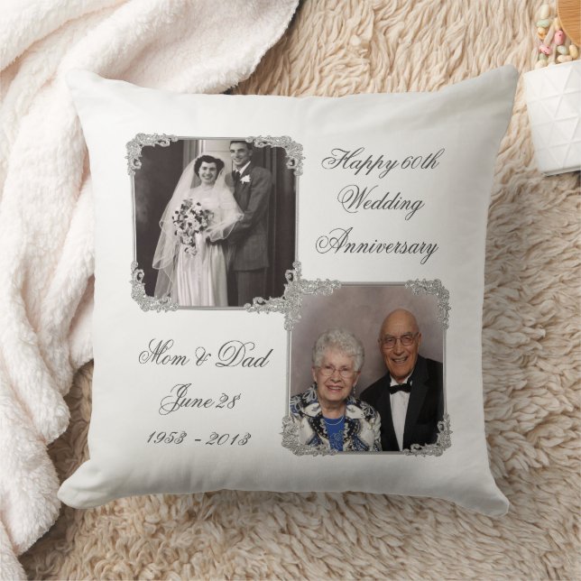 60th Diamond Wedding Anniversary Photo Pillow (Blanket)