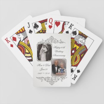 60th Diamond Wedding Anniversary Photo Playing Cards by Digitalbcon at Zazzle