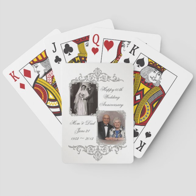 60th Diamond Wedding Anniversary Photo Poker Cards (Back)