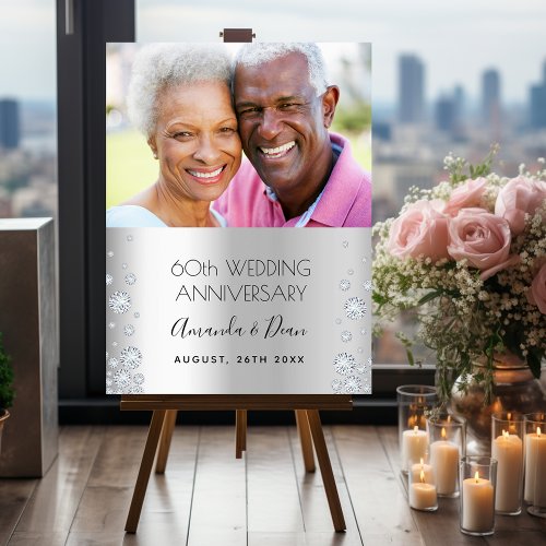 60th diamond wedding anniversary photo silver