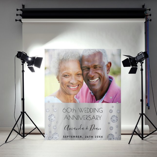 60th diamond wedding anniversary photo silver tapestry (Creator Uploaded)
