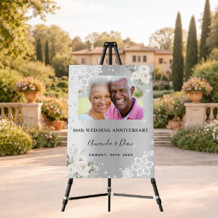 60th diamond wedding anniversary photo welcome foam board