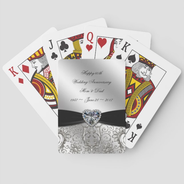 60th Diamond Wedding Anniversary Poker Cards (Back)
