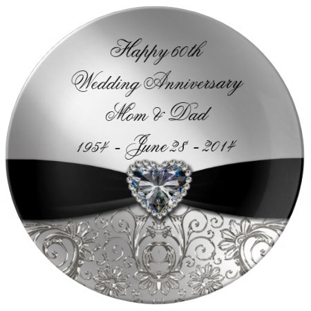 60th Diamond Wedding Anniversary Porcelain Plate