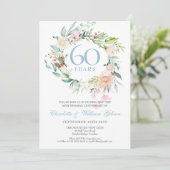 60th Diamond Wedding Anniversary Roses Floral Invitation (Standing Front)