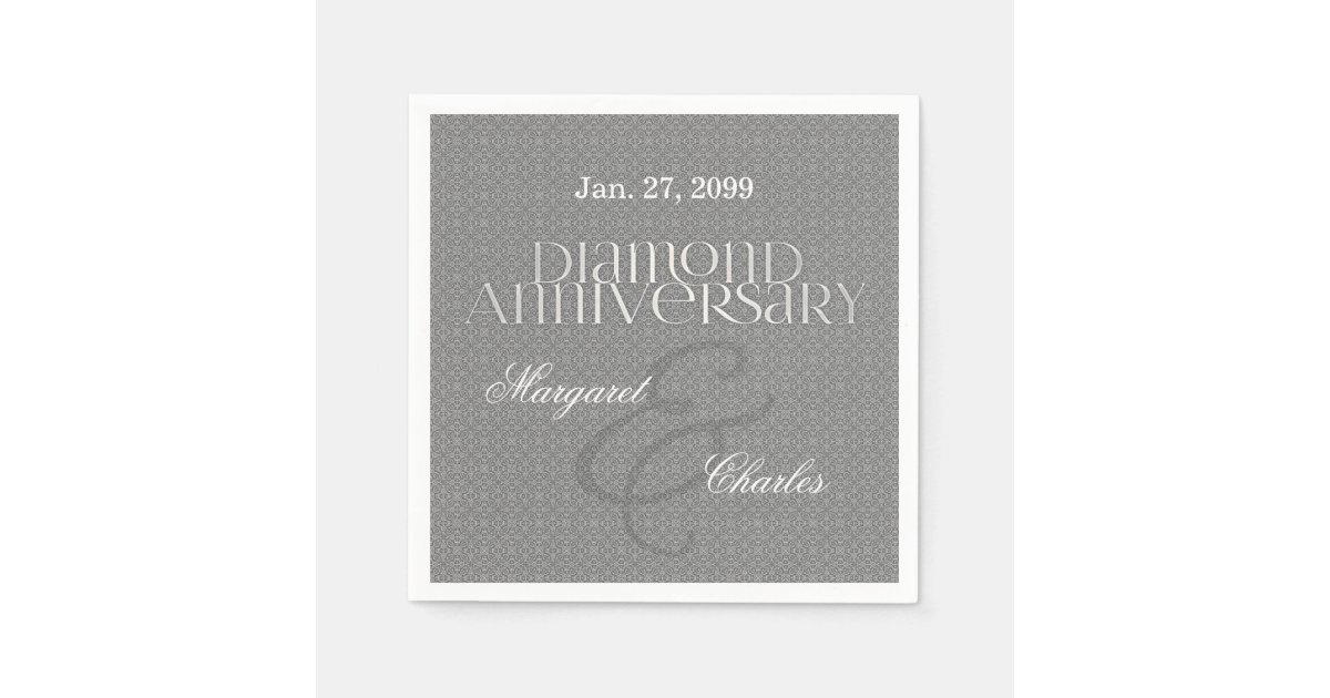 60th Diamond Wedding Anniversary Silver Napkins Zazzle