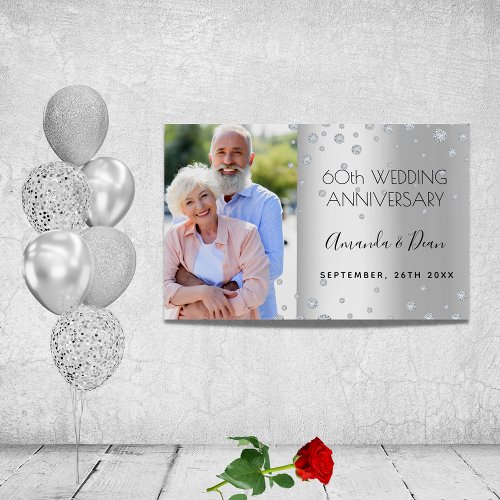 60th diamond wedding anniversary silver photo foam board