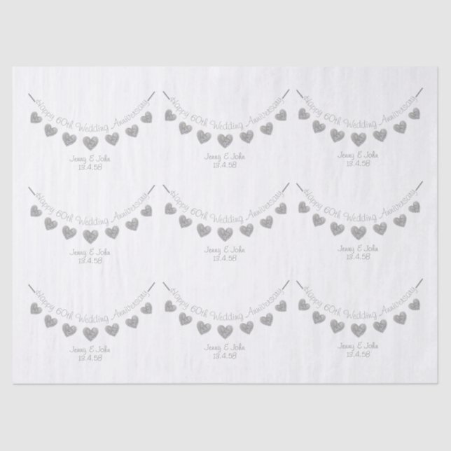 60th Diamond Wedding anniversary tissue paper (Front)