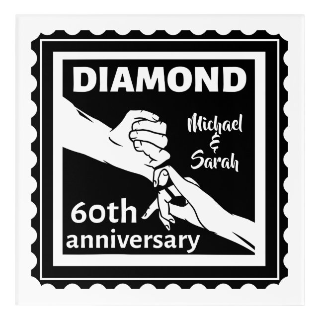 60th diamond wedding anniversary traditional acrylic print (Front)