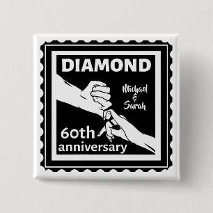 60th diamond wedding anniversary traditional button