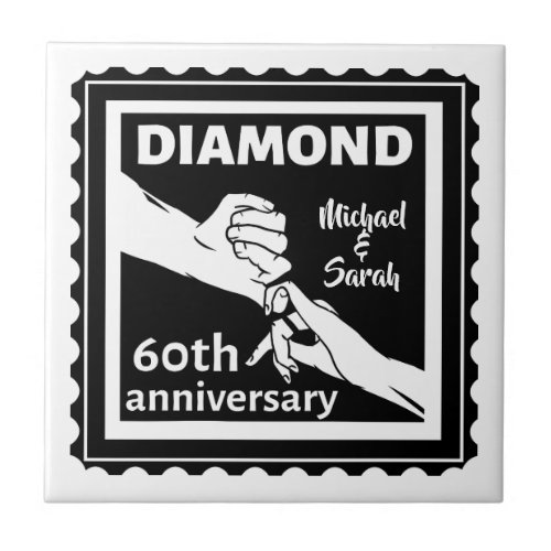 60th diamond wedding anniversary traditional ceramic tile