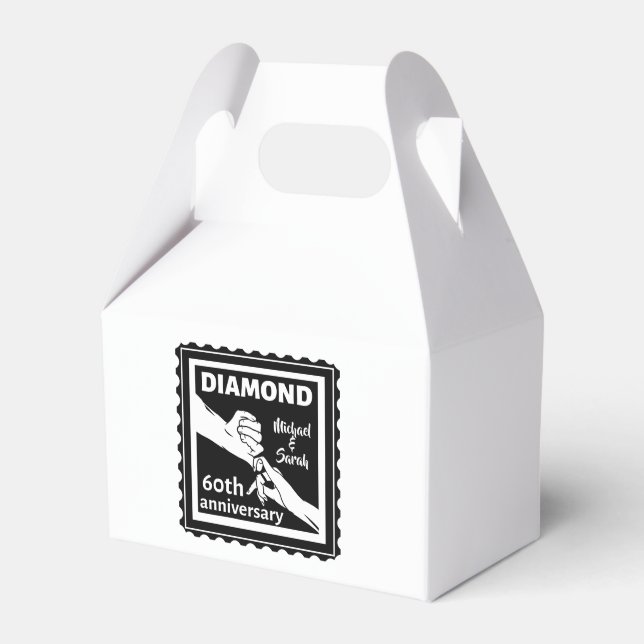60th diamond wedding anniversary traditional favor boxes (Front Side)