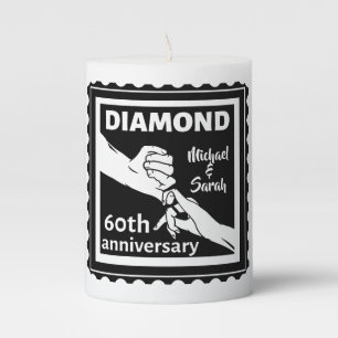60th diamond wedding anniversary traditional pillar candle