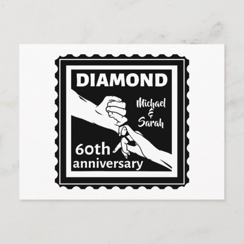 60th diamond wedding anniversary traditional postcard
