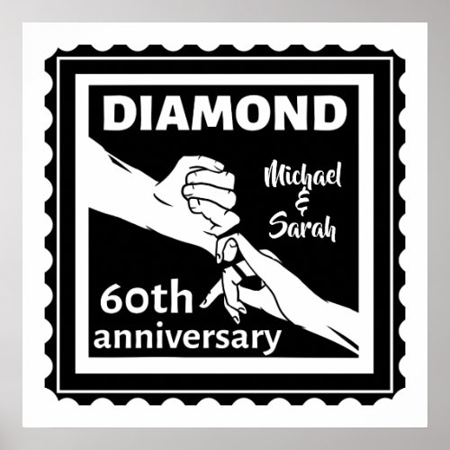 60th diamond wedding anniversary traditional poster