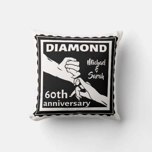 60th diamond wedding anniversary traditional throw pillow