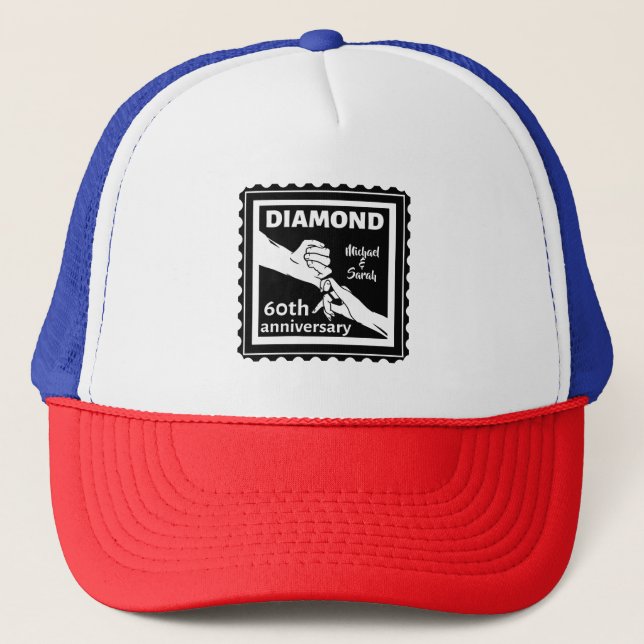 60th diamond wedding anniversary traditional trucker hat (Front)