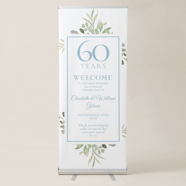 60th Diamond Wedding Anniversary Welcome Retractable Banner (Front)