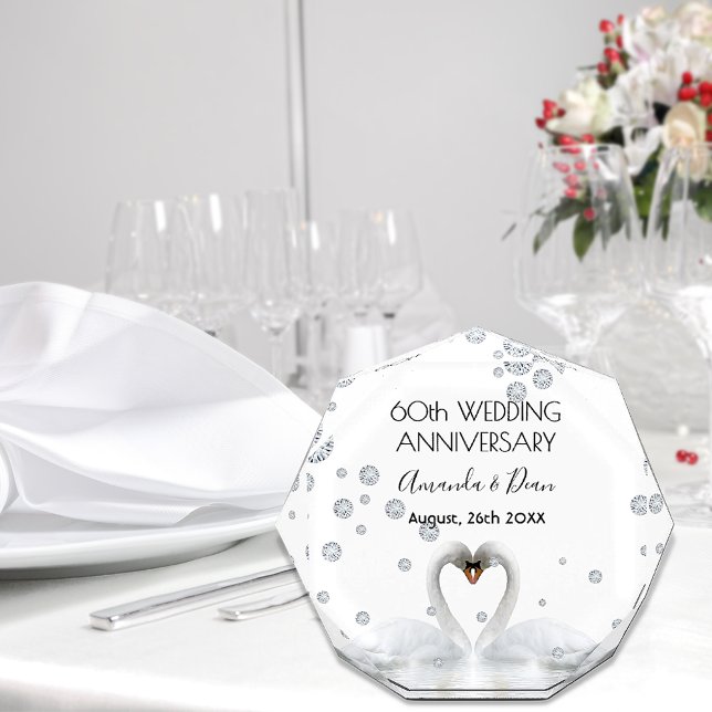 60th diamond wedding anniversary white swans acrylic award (Creator Uploaded)