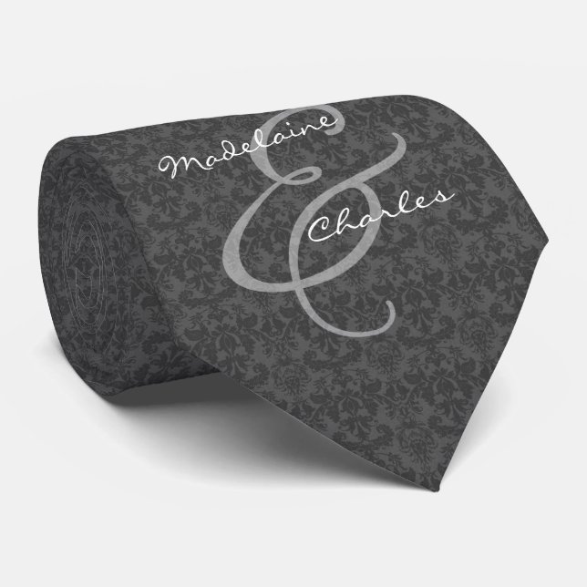 60th Diamond Wedding Anniversary with Names Neck Tie (Rolled)