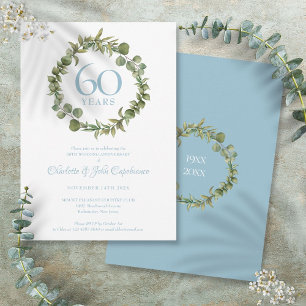 60th Diamond Wedding Anniversary Woodland Garland Invitation