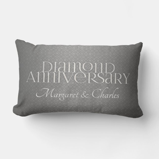 60th Diamond Wedding Annivsersary Lumbar Pillow (Front)