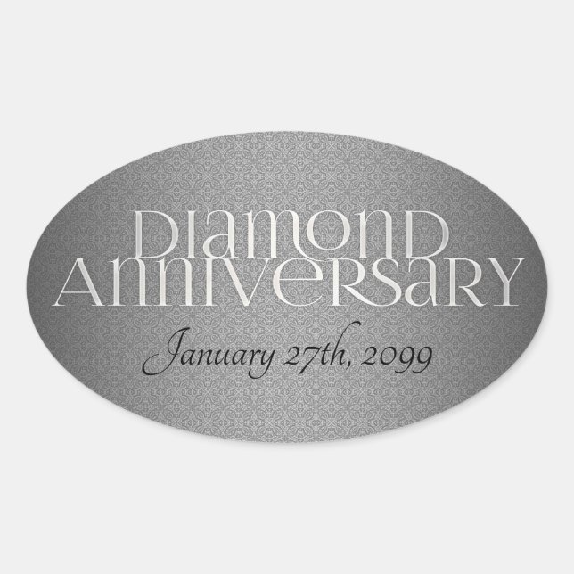 60th Diamond Wedding Annivsersary Oval Sticker (Front)