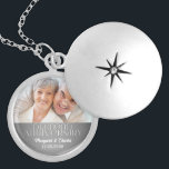 60th Diamond Wedding Annivsersary Photo Locket Necklace<br><div class="desc">Upload a photo of the anniversary couple or a photo of their wedding day and personalize with the couple's names and anniversary in this 60th silver damask Diamond Wedding Anniversary necklace. A lovely gift for the gem of a wife from her husband or her kids. Available in a variety of...</div>