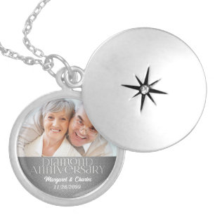 60th Diamond Wedding Annivsersary Photo Locket Necklace