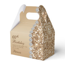 60th Elegant Gold Birthday Favor Boxes