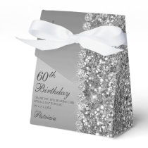 60th Elegant Silver Birthday Favor Boxes