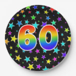 [ Thumbnail: 60th Event: Bold, Fun, Colorful Rainbow 60 Paper Plates ]