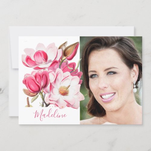 60th Floral Pink Spring Elegant Photo Birthday Invitation